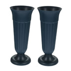 Set of 2 Dark Green Memorial Flower Vases 10x4.1x3.9in Durable PP for Cemetery Floral Arrangements