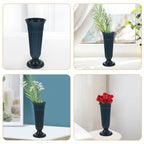 Set of 2 Dark Green Memorial Flower Vases 10x4.1x3.9in Durable PP for Cemetery Floral Arrangements