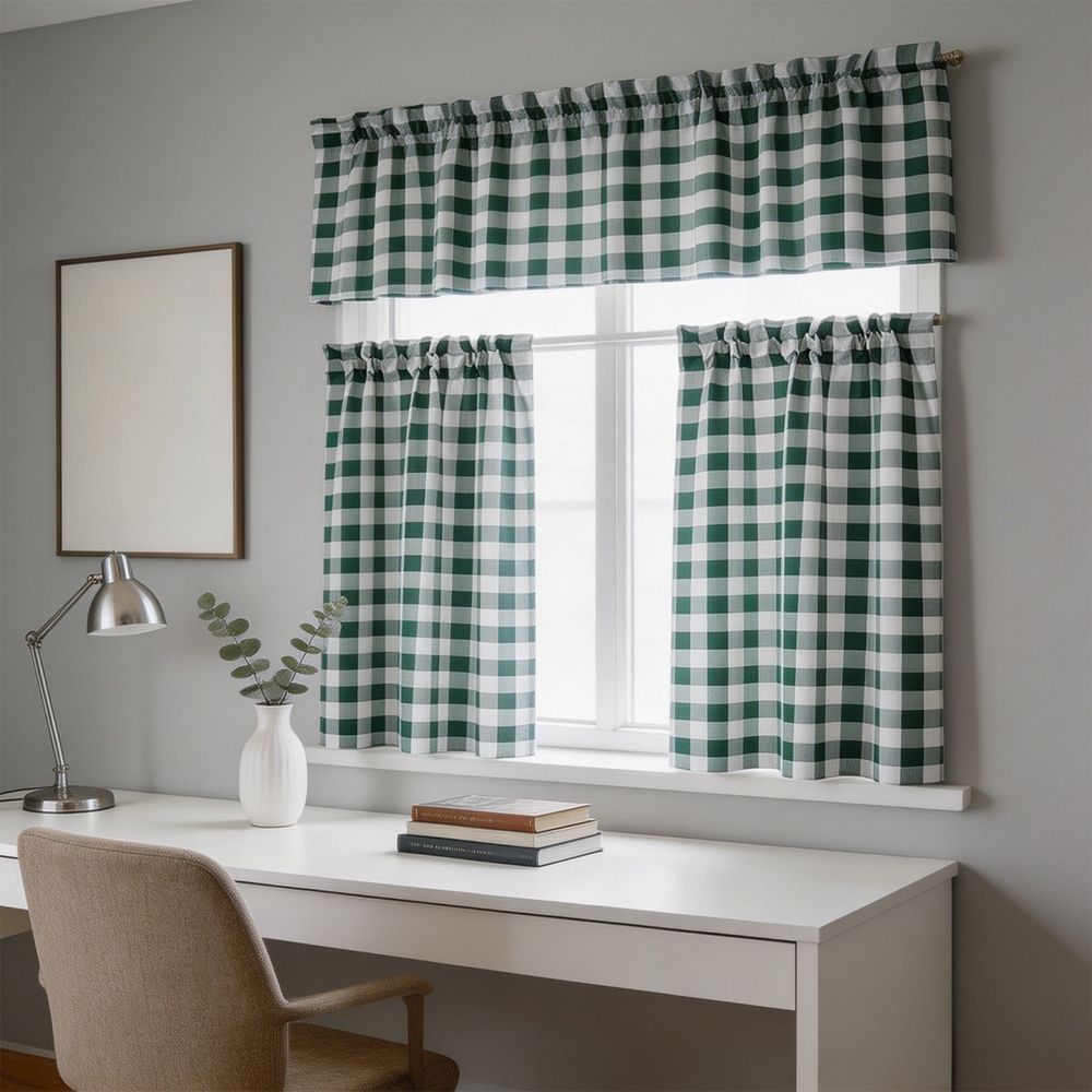 Curtain Set, Heat Insulating Kitchen Window Curtain, for Cafe Basement Bedroom Small Windows, Set of 3