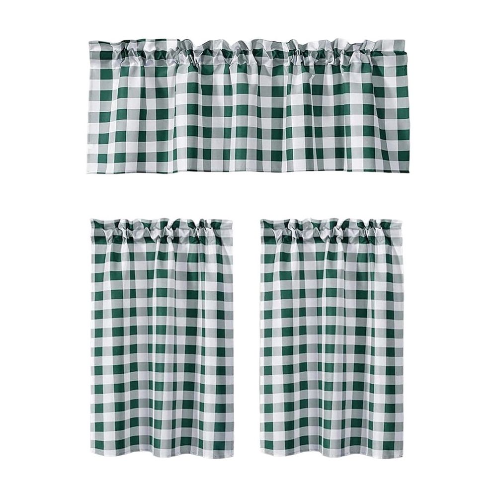 Curtain Set, Heat Insulating Kitchen Window Curtain, for Cafe Basement Bedroom Small Windows, Set of 3