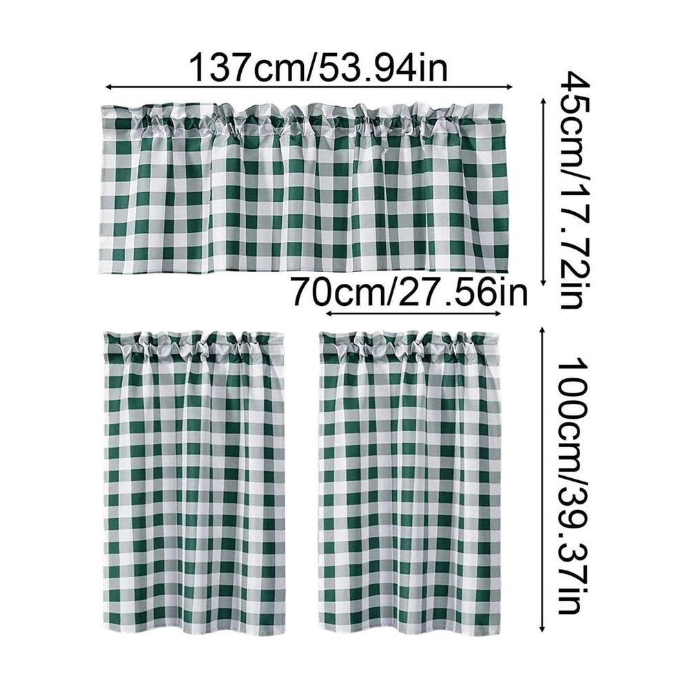 Curtain Set, Heat Insulating Kitchen Window Curtain, for Cafe Basement Bedroom Small Windows, Set of 3