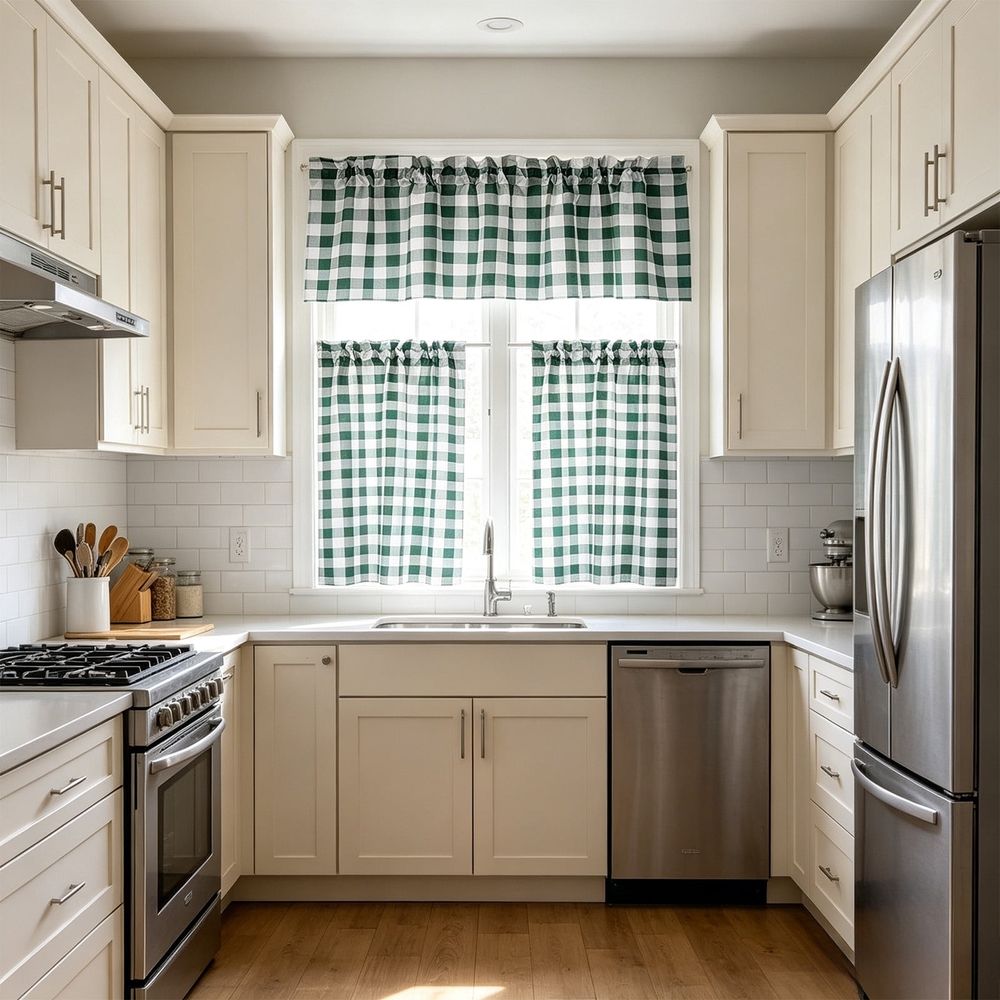 Curtain Set, Heat Insulating Kitchen Window Curtain, for Cafe Basement Bedroom Small Windows, Set of 3
