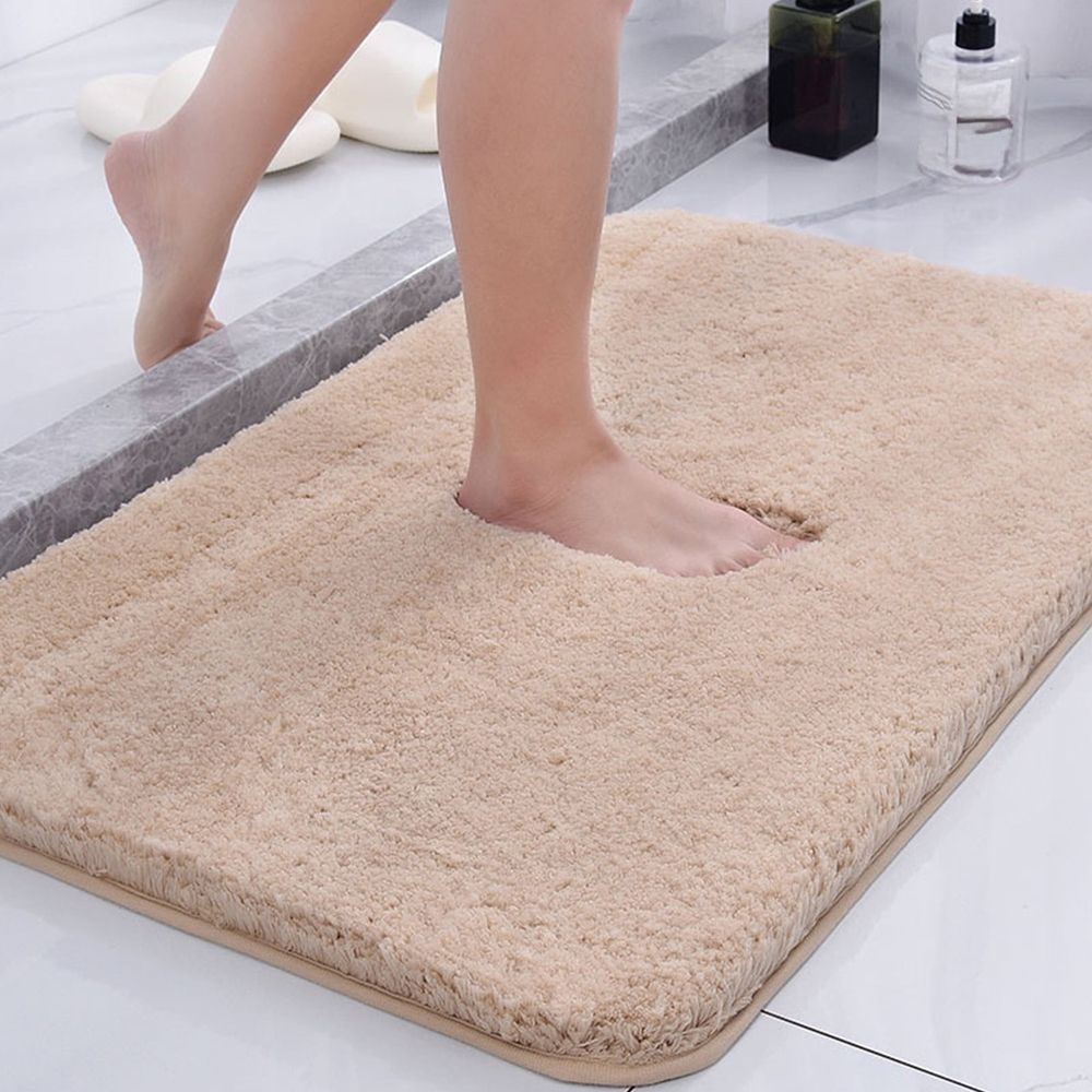 Bath Rug, Non-Slip Absorbent Bath Mat, High Pile Plush Floor Mat for Shower Tub, Machine Washable Quick Dry Bathroom Carpet, Soft Home Decor