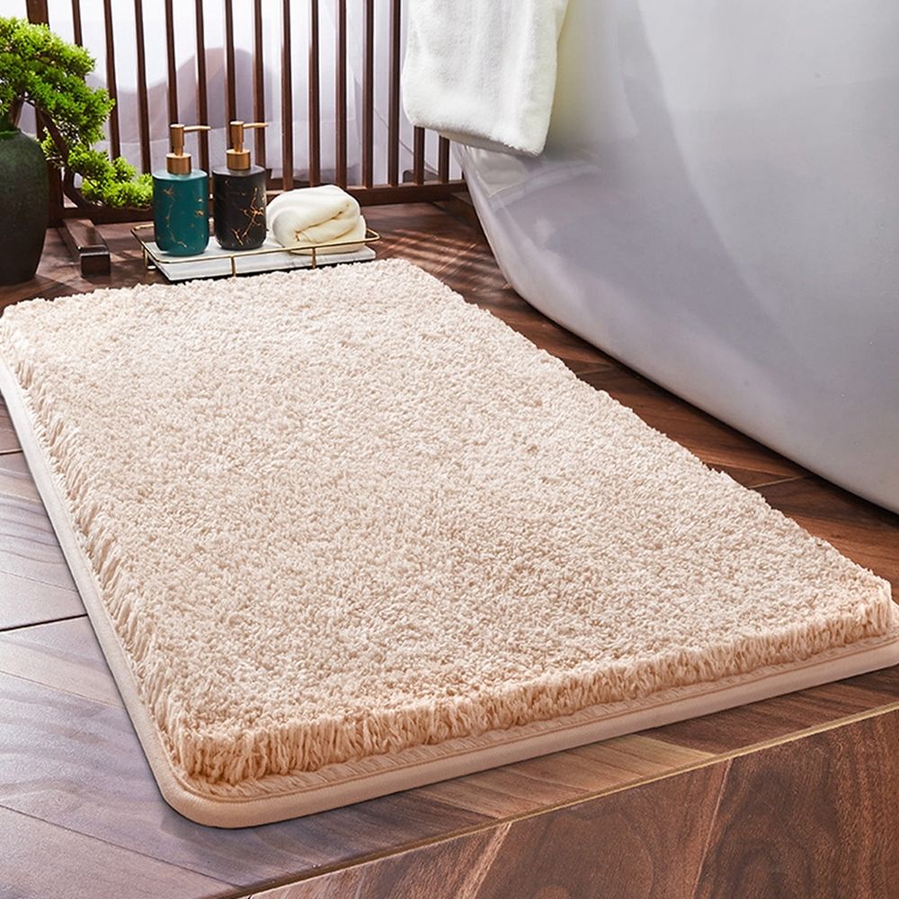Bath Rug, Non-Slip Absorbent Bath Mat, High Pile Plush Floor Mat for Shower Tub, Machine Washable Quick Dry Bathroom Carpet, Soft Home Decor