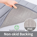 Memory Foam Bath Mat 17” x 24”,Water Absorbent Shower Mat,Thick Bath Rugs for Bathroom Non Slip with PVC Backing,Ultra Soft Bathroom Rugs for Floor & Tub,Grey
