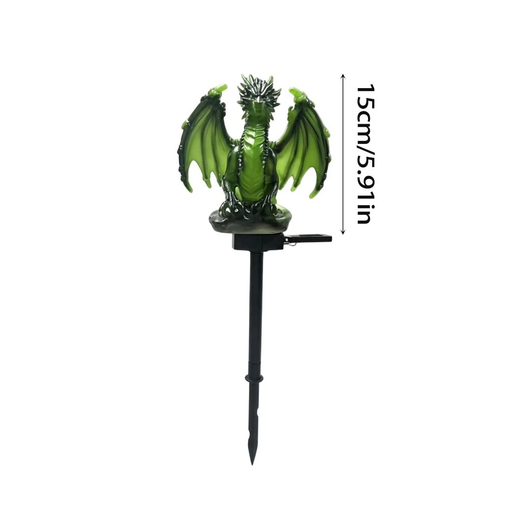 Green Resin Dragon Solar Garden Stake Light, Waterproof LED Solar‑Powered Pathway Figurine Lamp, Fantasy Dragon Lawn Ornament for Yard Patio Garden Halloween Outdoor Decor 1pcs