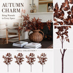 4 Pcs Artificial Fall Maple‑Hemp Leaf Stems, 31.5 Inch Faux Plastic Autumn Foliage Branches, Realistic Fake Leaf Sprigs for Vase Arrangement, Farmhouse Home Table Mantel Thanksgiving Decor