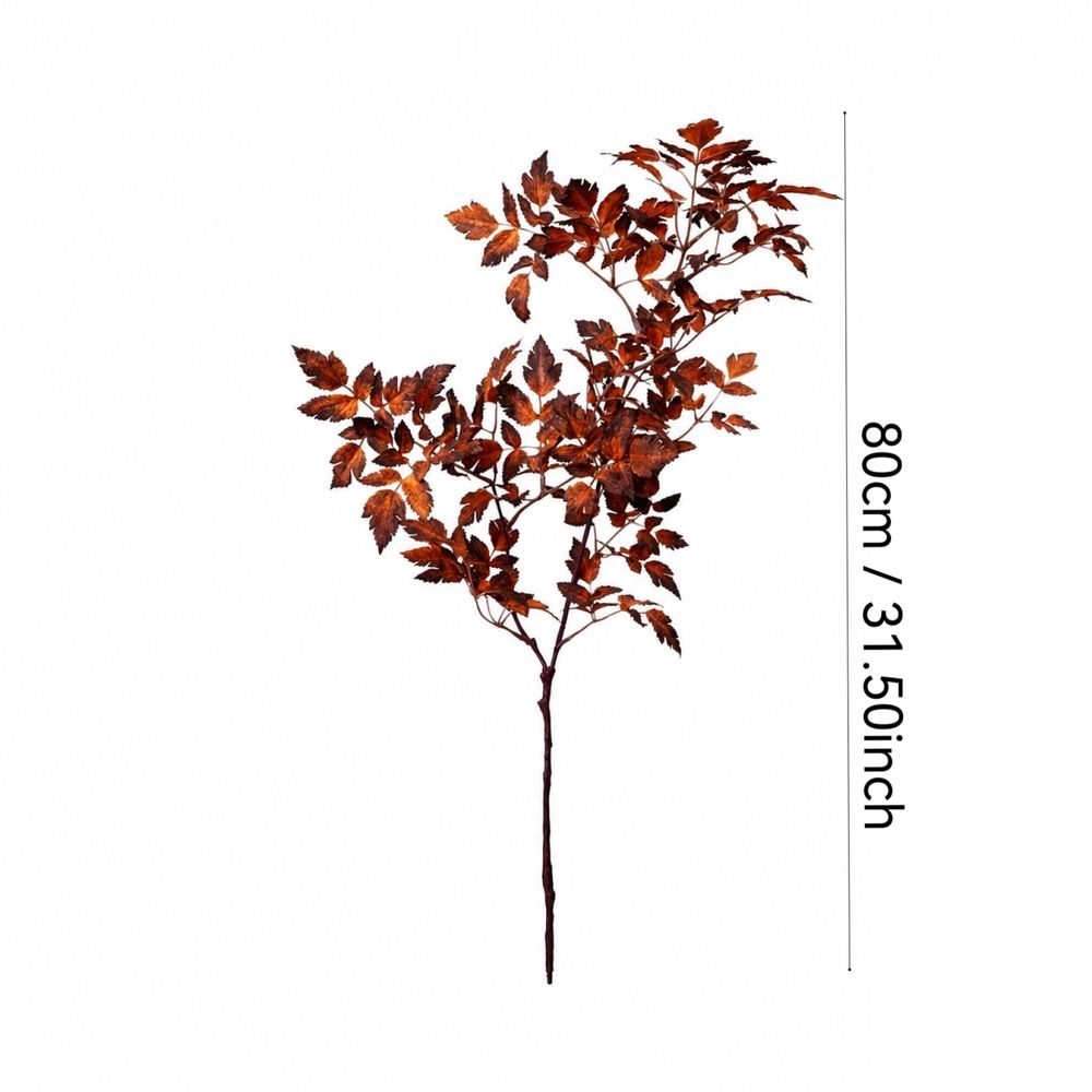 4 Pcs Artificial Fall Maple‑Hemp Leaf Stems, 31.5 Inch Faux Plastic Autumn Foliage Branches, Realistic Fake Leaf Sprigs for Vase Arrangement, Farmhouse Home Table Mantel Thanksgiving Decor