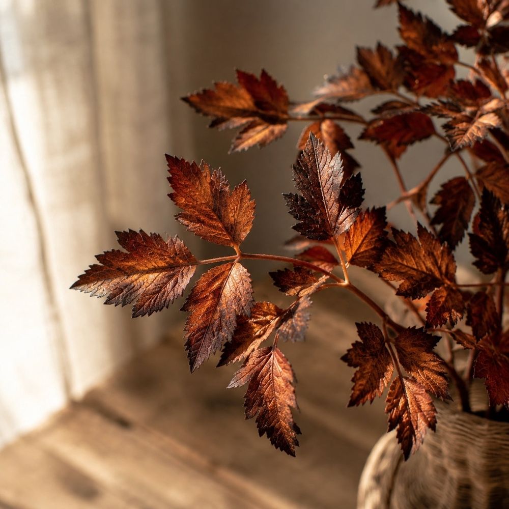 4 Pcs Artificial Fall Maple‑Hemp Leaf Stems, 31.5 Inch Faux Plastic Autumn Foliage Branches, Realistic Fake Leaf Sprigs for Vase Arrangement, Farmhouse Home Table Mantel Thanksgiving Decor