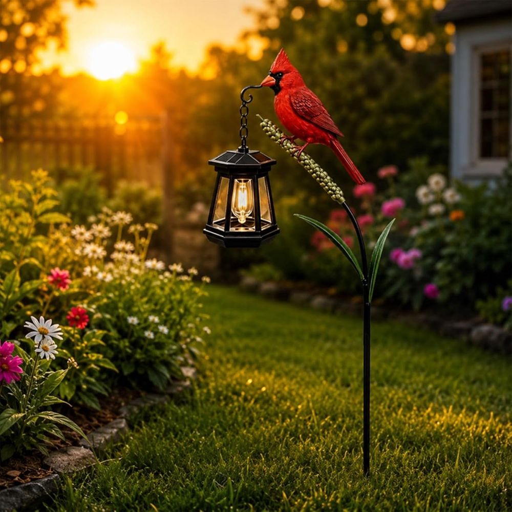 Clearance!Cardinal Solar Light—A Beautiful Garden Light that Feels Full of Life, Outdoor Stake Yard Decor, Red Bird Lantern,Warm Glow Lantern for Patio Lawn Porch