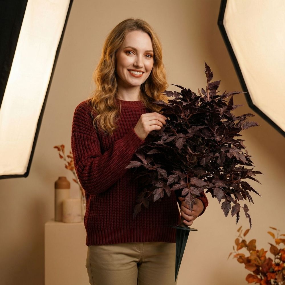 Dark Burgundy Fall Foliage Stems, 2 ft Artificial Cimicifuga Leaf Spray Branches, Plum Faux Leaf Branches for Vase, Autumn Halloween Thanksgiving Decor for Mantel, Entryway & Table Centerpiece