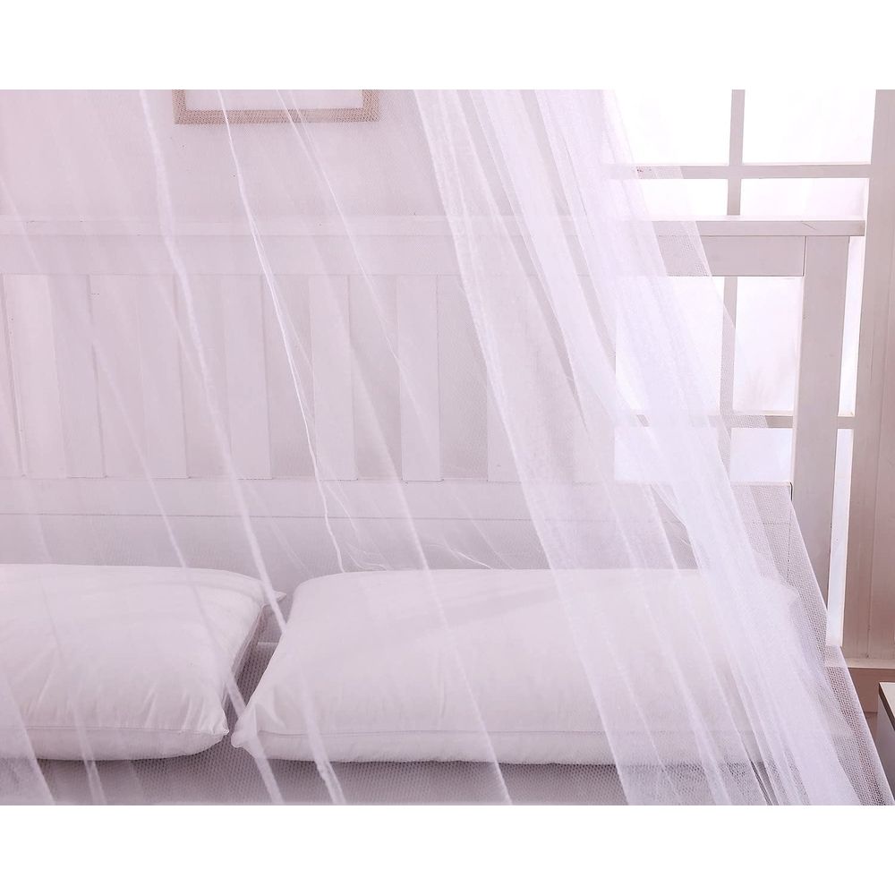 Universal Dome Mos-quito Mesh Net Easy Installation Hanging Bed Canopy Netting for Single to King Size Beds Hammocks Cribs(White)