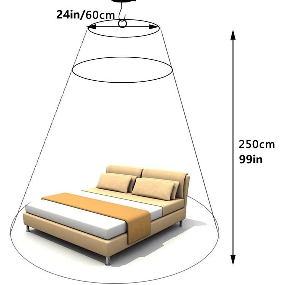 Universal Dome Mos-quito Mesh Net Easy Installation Hanging Bed Canopy Netting for Single to King Size Beds Hammocks Cribs(White)