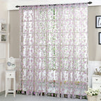Peach Blossoms Flower Print Voile Curtain, Transparent Tulles Curtains, Semi Sheer Window Curtains, Window Screening Treatments Drape, for Living Room, Bedroom(Pink)