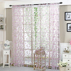 Peach Blossoms Flower Print Voile Curtain, Transparent Tulles Curtains, Semi Sheer Window Curtains, Window Screening Treatments Drape, for Living Room, Bedroom(Pink)