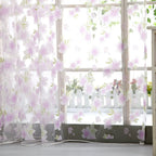 Peach Blossoms Flower Print Voile Curtain, Transparent Tulles Curtains, Semi Sheer Window Curtains, Window Screening Treatments Drape, for Living Room, Bedroom(Pink)