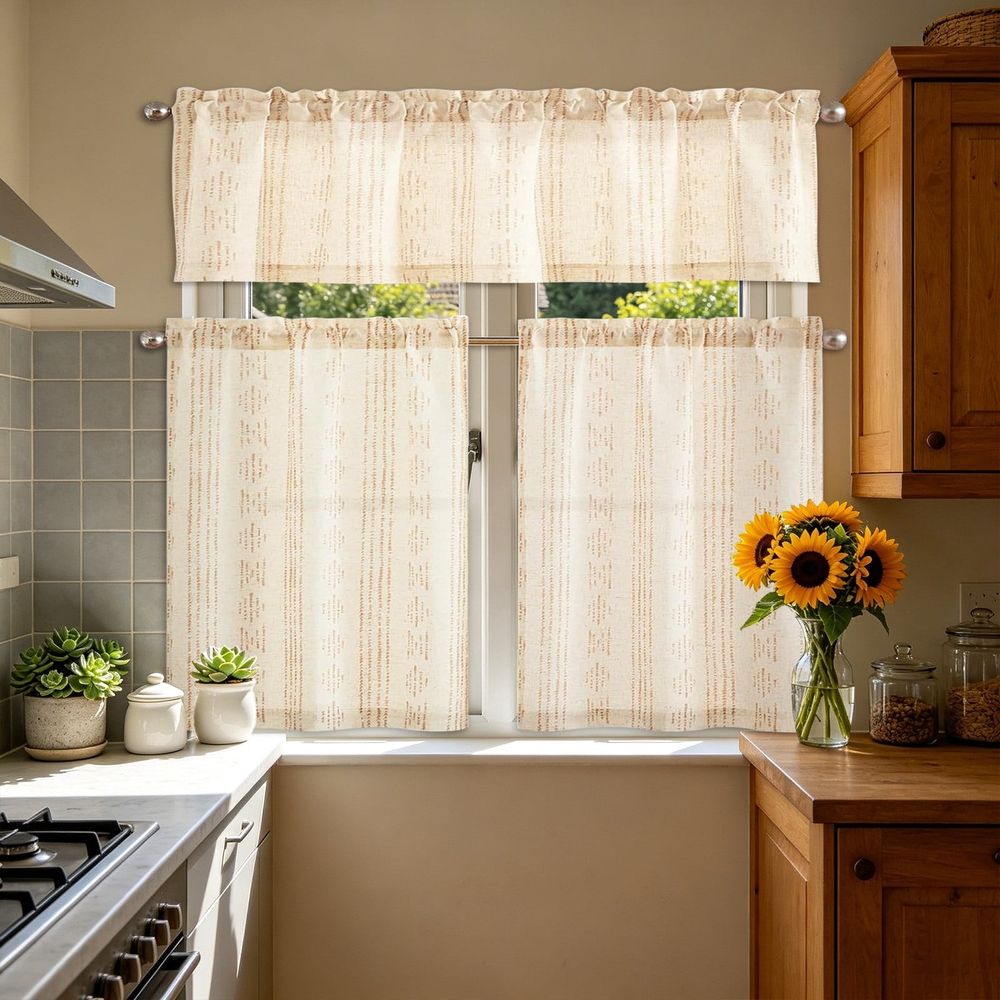 Spring Summer Flowers Butterfly Kitchen Curtains Short and Valance Set, Watercolor Wildflowers Floral Fabric Curtain Drapes Cafe Curtains Valance for Home Decor