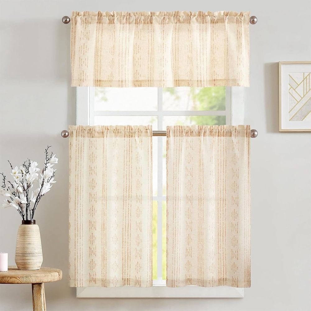 Spring Summer Flowers Butterfly Kitchen Curtains Short and Valance Set, Watercolor Wildflowers Floral Fabric Curtain Drapes Cafe Curtains Valance for Home Decor