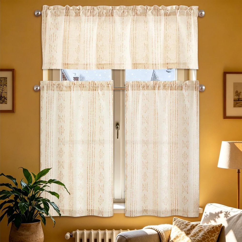 Spring Summer Flowers Butterfly Kitchen Curtains Short and Valance Set, Watercolor Wildflowers Floral Fabric Curtain Drapes Cafe Curtains Valance for Home Decor