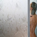 Window film, privacy window film, PVC adhesive film, decorative glass film, 45x200cm clear, for living room kitchen bedroom