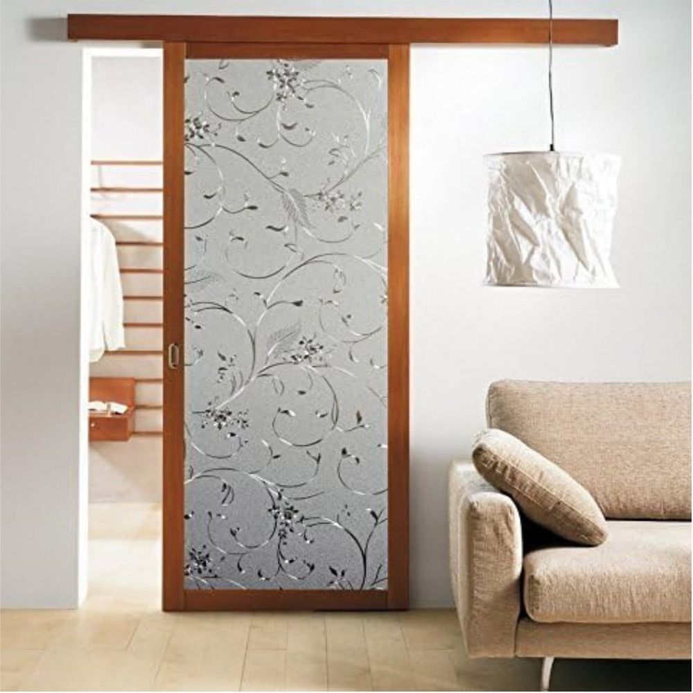 Window film, privacy window film, PVC adhesive film, decorative glass film, 45x200cm clear, for living room kitchen bedroom