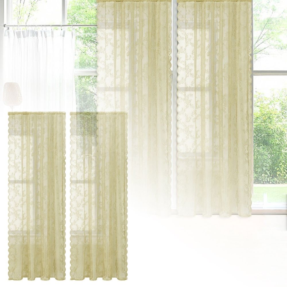 100cm Wide X 250cm Long French Lace Window Curtain Semi Lace Curtain And Through Bar Curtain Dark Window Curtains Shower Curtain And Liner Set Window Privacy Curtain Out Curtains for Window Terrazzo