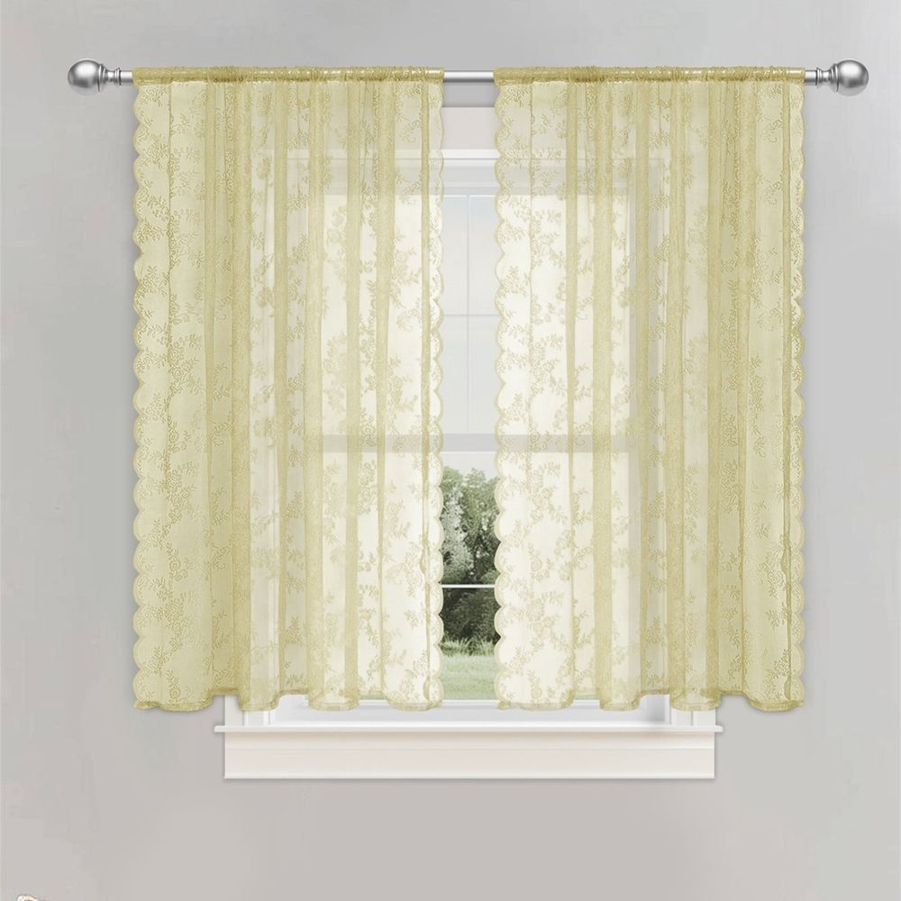 100cm Wide X 250cm Long French Lace Window Curtain Semi Lace Curtain And Through Bar Curtain Dark Window Curtains Shower Curtain And Liner Set Window Privacy Curtain Out Curtains for Window Terrazzo