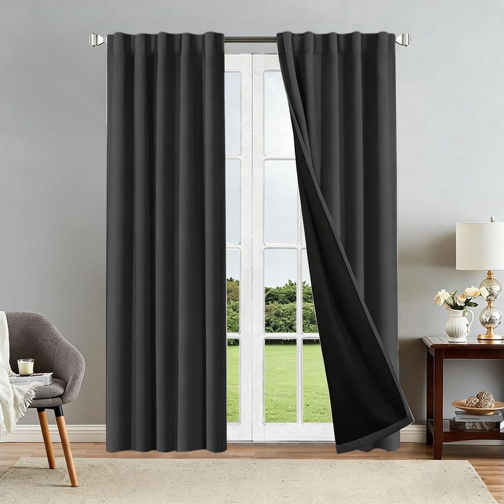 Blackout Curtains, Room Darkening Drapes, Rod Pocket Window Panels for Living Room, Bedroom, Sliding Door, Thermal Insulated 63x84 inch