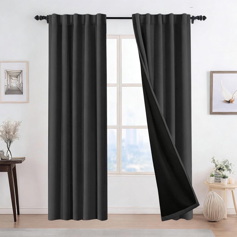Blackout Curtains, Room Darkening Drapes, Rod Pocket Window Panels for Living Room, Bedroom, Sliding Door, Thermal Insulated 63x84 inch