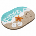 20"×32" Blue Nautical Bath Rug, Microfiber Starfish Seashell Bath Mat, Non Slip Quick Dry Washable Bathroom Floor Mat