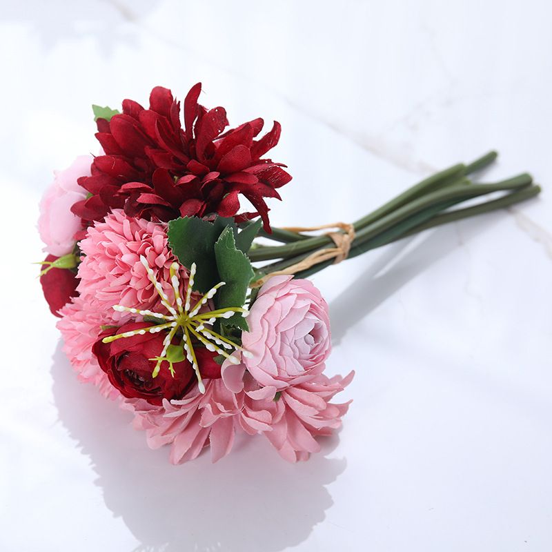 4PCS Artificial Faux Flowers in Vase for Home Decor,Fake Flowers for Home Kitchen Centerpiece Coffee Table Decorations