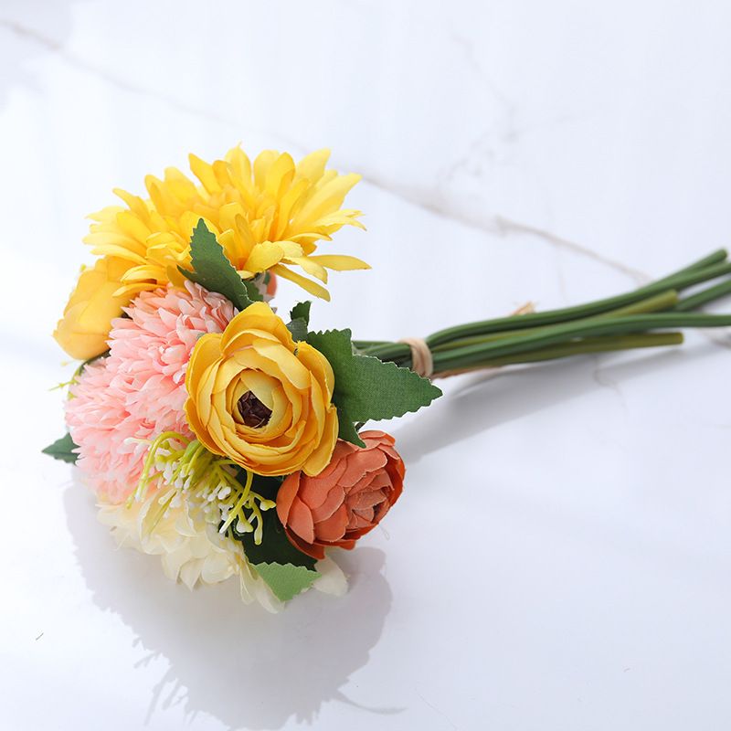 4PCS Artificial Faux Flowers in Vase for Home Decor,Fake Flowers for Home Kitchen Centerpiece Coffee Table Decorations