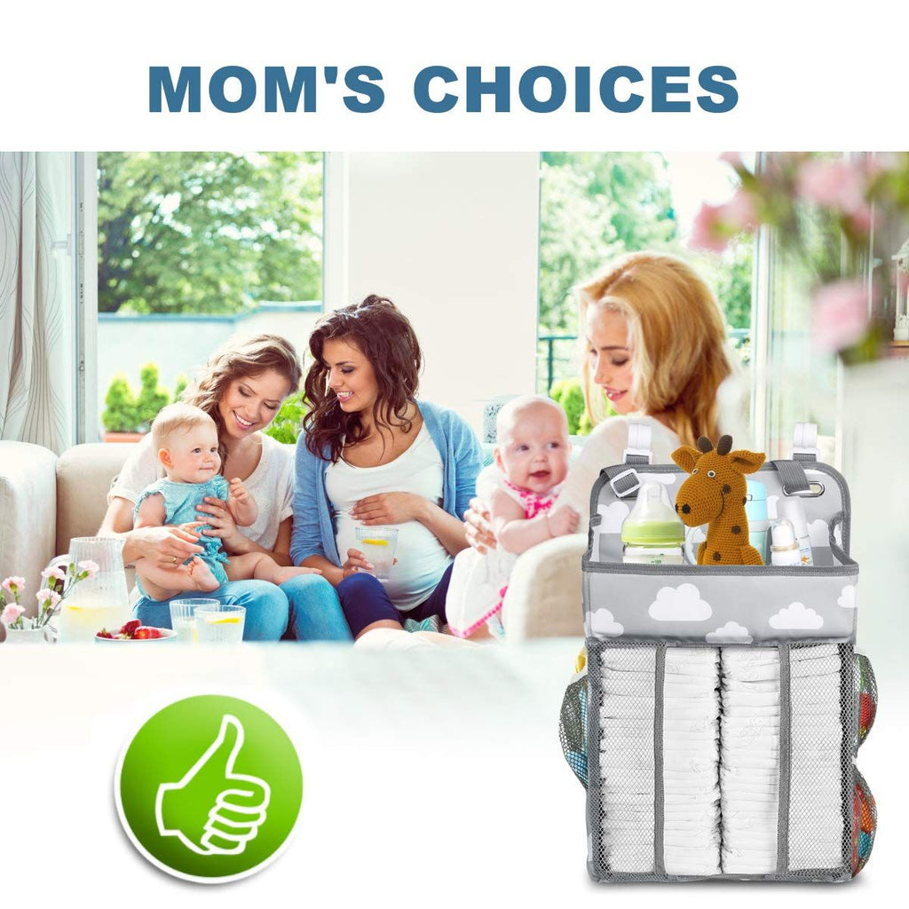 Diaper Caddy Hanging Diaper Caddy Organizer, Hanging Nursery Nappy Organiser Diaper Holder Caddy Stacker for Baby Girl Boy  -Grey