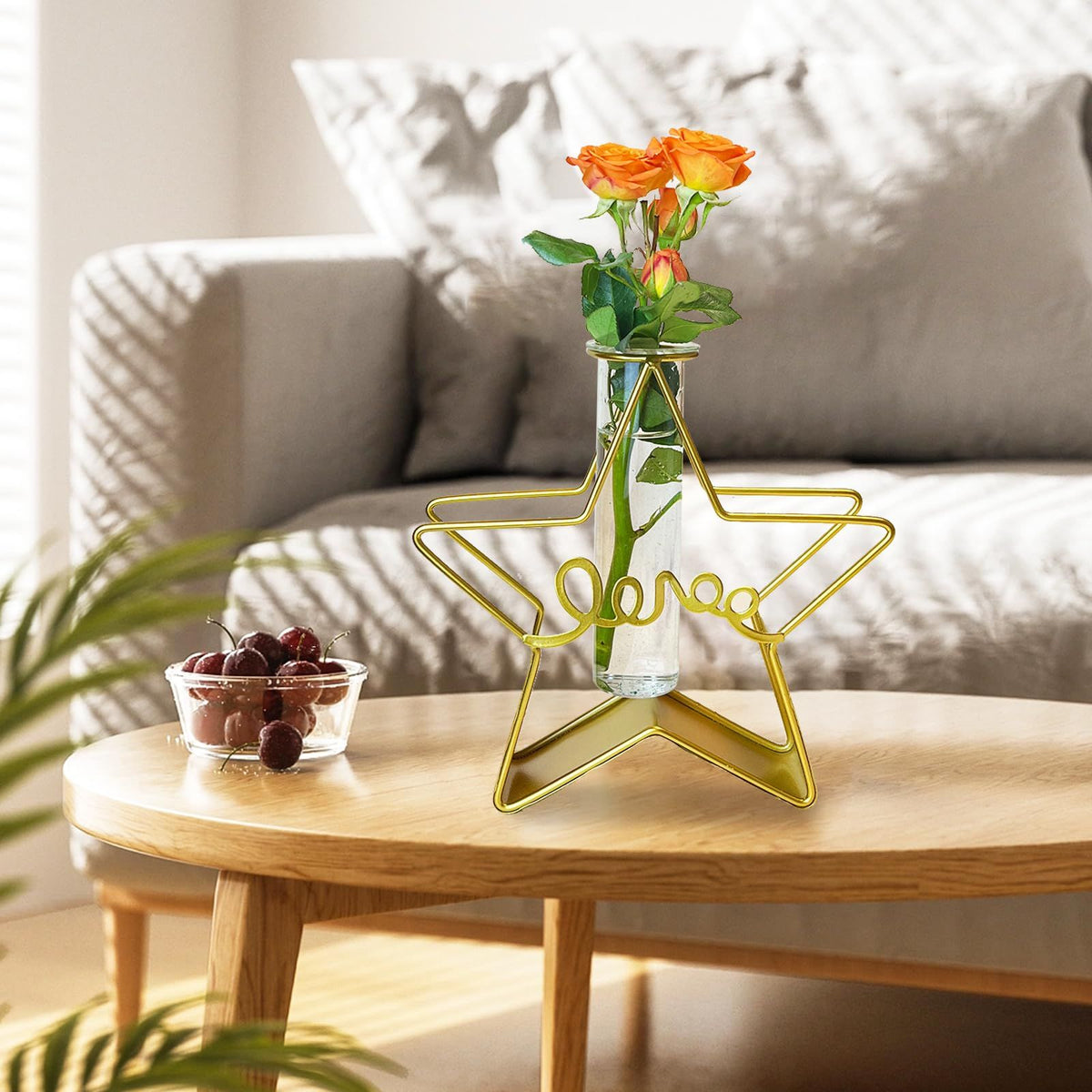 Gold Vase for Home Decor,Cute Glass Flower Vase for Party Wedding Decorations,Gold vases for centerpieces（Pentagram）