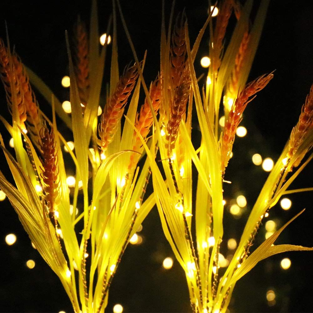 Solar Flowers Lights Outdoor Decorative, 2 Pack Solar Garden Stake Lights Solar Wheat Ear LED Lights Waterproof Decorations