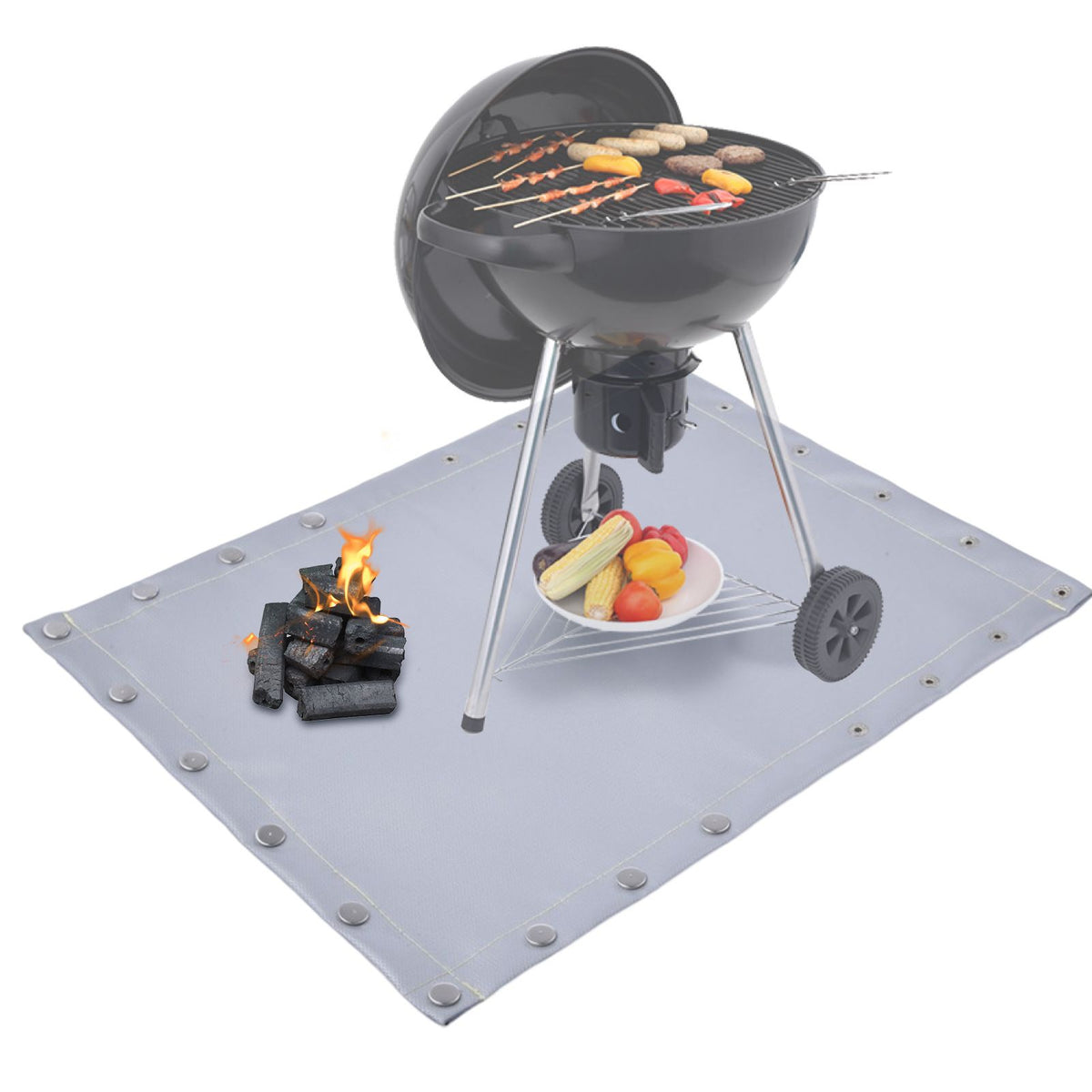 Fire Pit Mat for Solo Stove Bonfire,  Oil-Proof Waterproof BBQ Pad for Deck  Grill Accessories, Portable and Reusable, Glossy