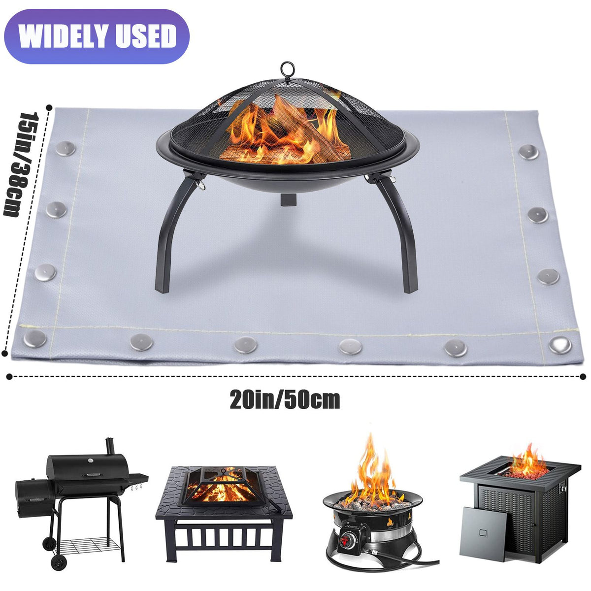 Fire Pit Mat for Solo Stove Bonfire,  Oil-Proof Waterproof BBQ Pad for Deck  Grill Accessories, Portable and Reusable, Glossy