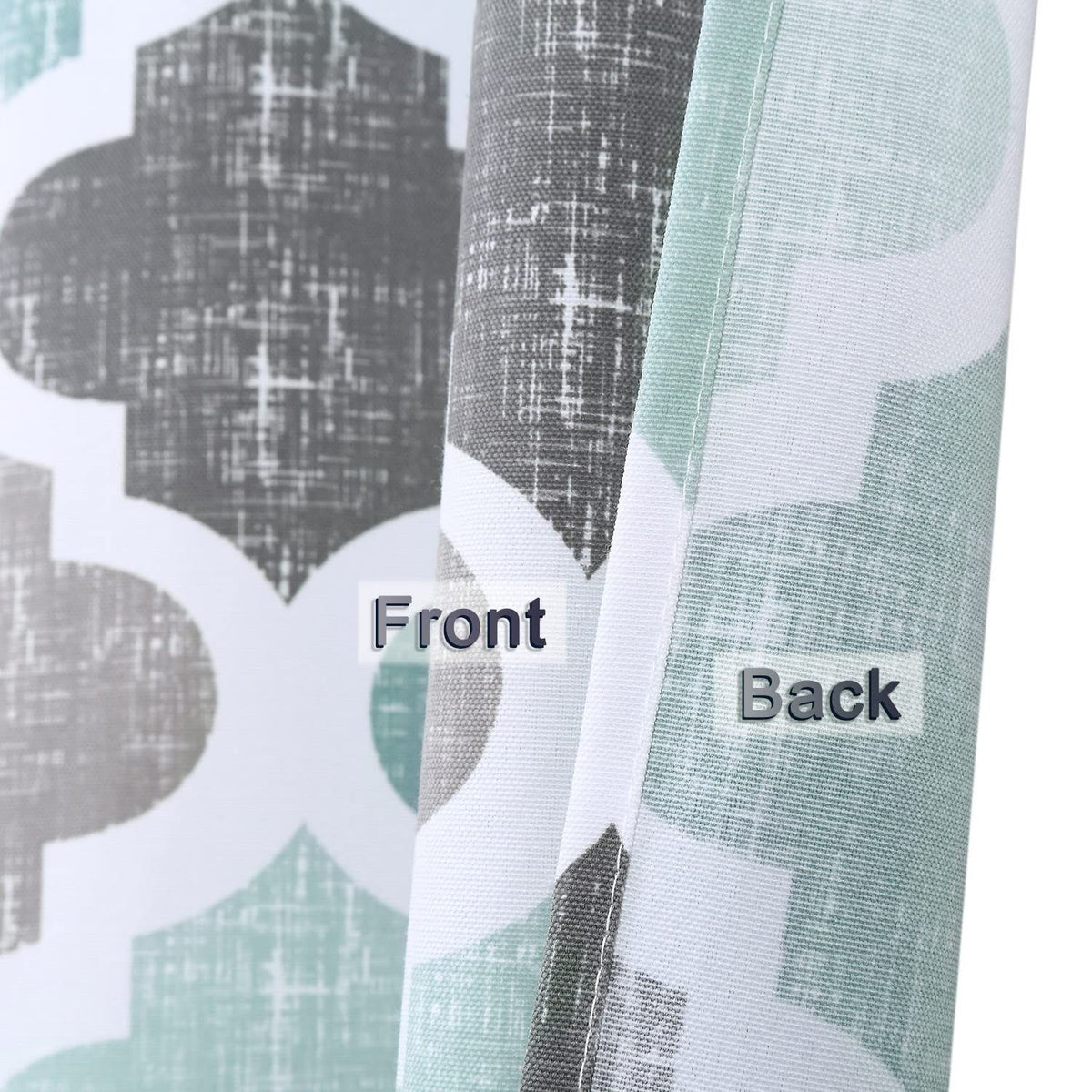 Fabric Shower Curtain, Geometric Quatrefoil Patterned Modern -Cotton Farmhouse Shower Curtain for Bathroom, 72x72 Inches