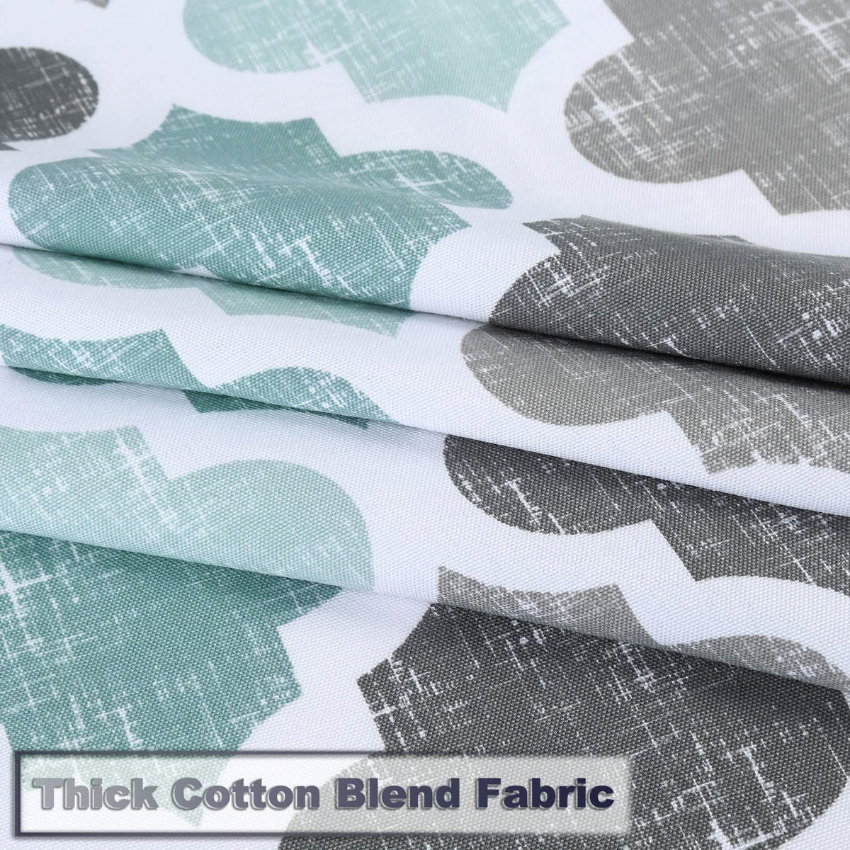 Fabric Shower Curtain, Geometric Quatrefoil Patterned Modern -Cotton Farmhouse Shower Curtain for Bathroom, 72x72 Inches