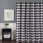 72 x 72 Inch Buffalo Check Shower Curtain, Farmhouse Style Black and White Plaid Water-Repellent Polyester Bath Curtain Machine