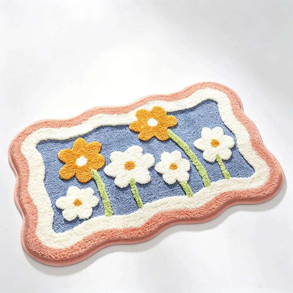 Bath Mat Bathroom Rugs 24" x 16"- Cute Little Flowers Bath Mats Fluffy Bath Rug Non Slip Water Aabsorbent Small Bathroom Rug Decor