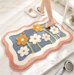 Bath Mat Bathroom Rugs 24" x 16"- Cute Little Flowers Bath Mats Fluffy Bath Rug Non Slip Water Aabsorbent Small Bathroom Rug Decor