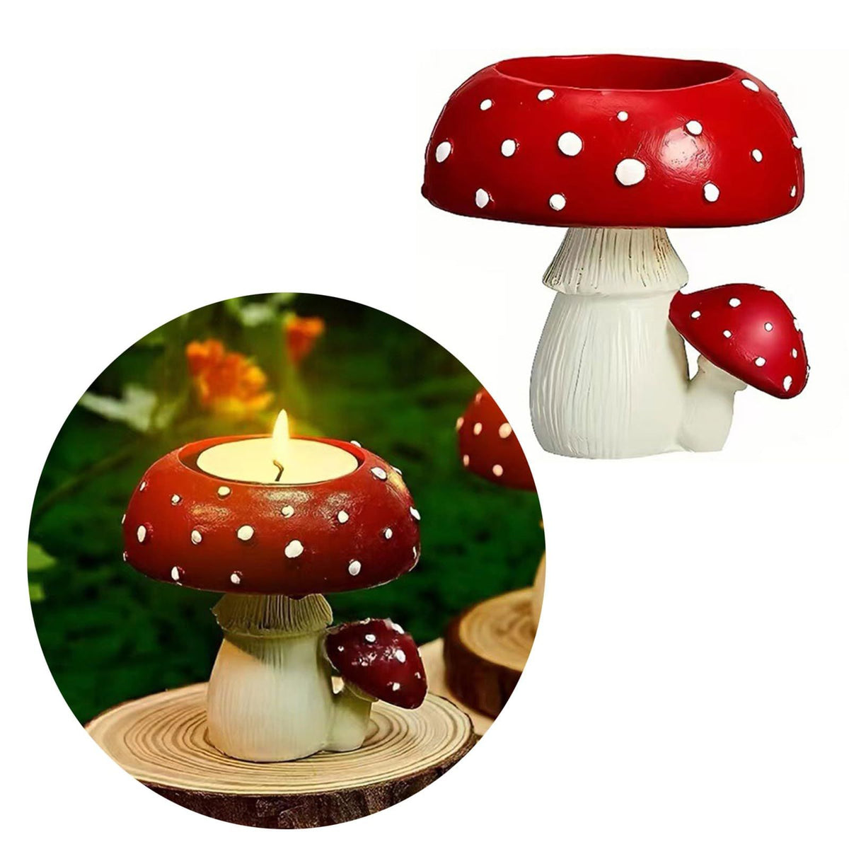 Mushroom Candle Holders, Mushroom Tealight Candle Holder, Red Mushroom Candle Holder Tea Scented Candle Resin