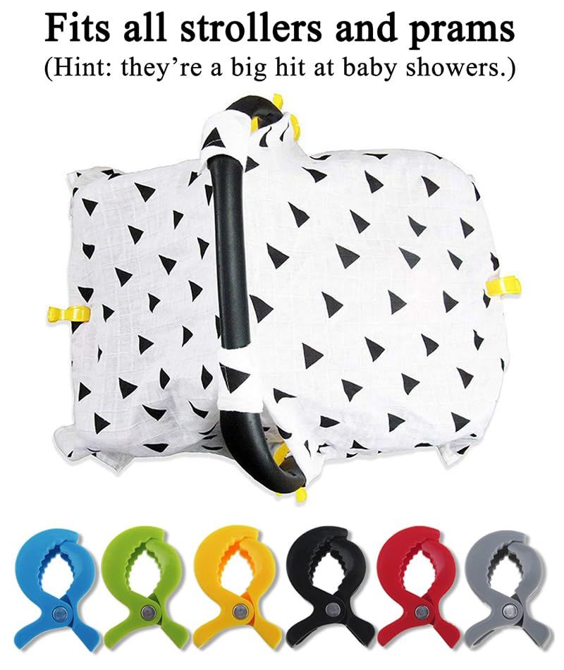 6 PCS Colorful Stroller Clip, Stroller Toy Holder, Blanket Clip, Sunshade, Windproof Clip, or Other Fixed, Plastic Universal Clip