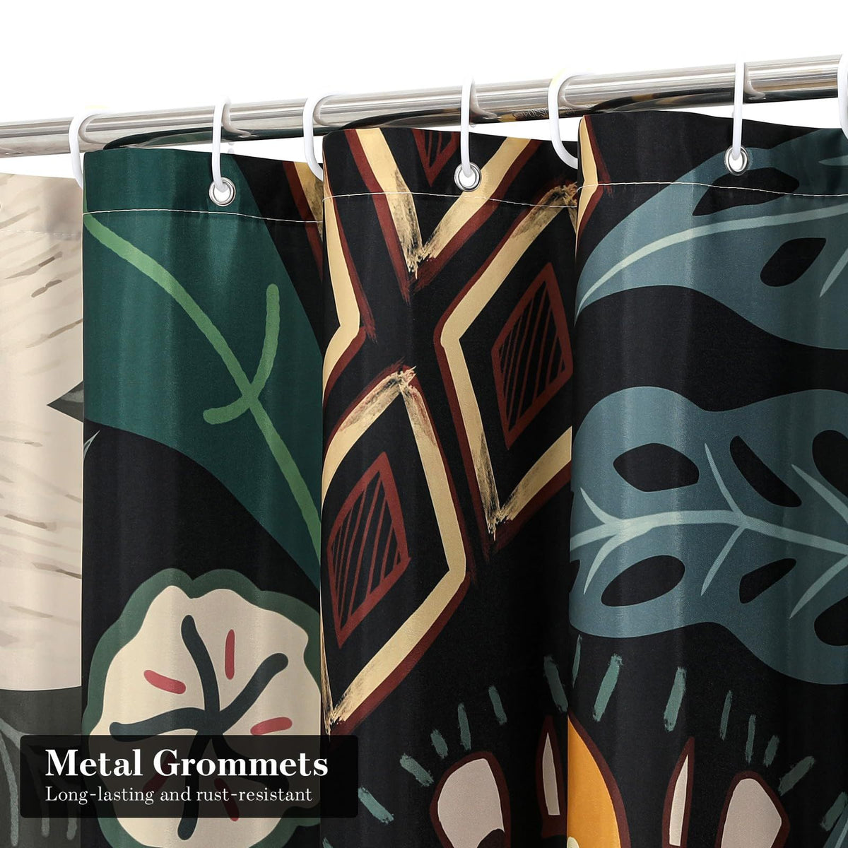 Boho Floral Shower Curtain, Tropical Leaves Fabric Cloth Shower Curtains for Chic Elegant Bathroom Decor, Modern Abstract , 72x72