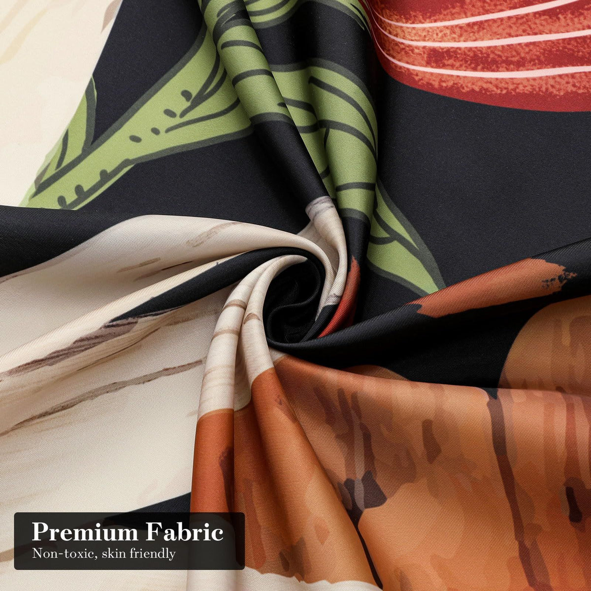 Boho Floral Shower Curtain, Tropical Leaves Fabric Cloth Shower Curtains for Chic Elegant Bathroom Decor, Modern Abstract , 72x72