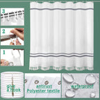 White Shower Curtain, Tassel Shower Curtain Shower Curtain with 12 Hooks, for Bathroom Waterproof Shower Curtain Liner (72" x 72")