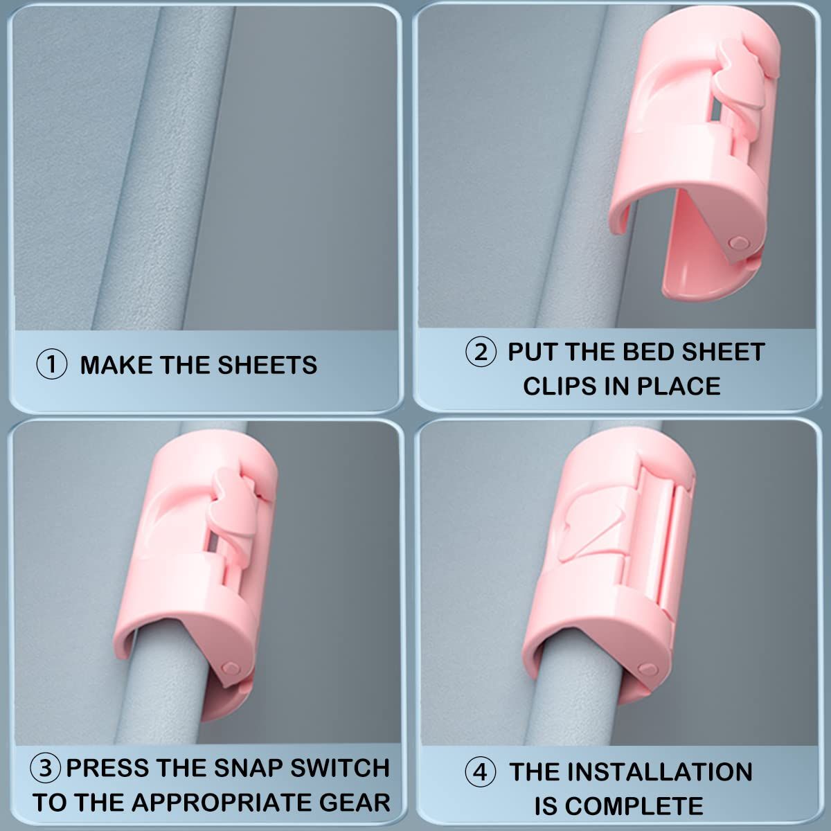 12 Pack Bed Sheet Grippers,Bed Sheet Clips with Two-Speed Adjustment,Sheet Holder That Hold Slip and Fall Out,Keep