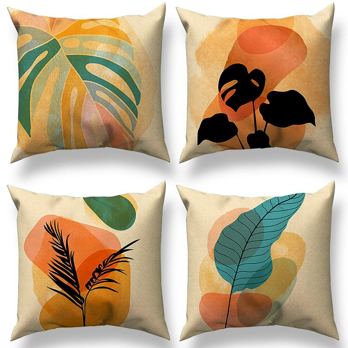 Boho Throw Pillow Covers Abstract Art Farmhouse Pillow Cases Modern Minimalism Pillow Covers for Couch Room Set of 4, 18 x 18 Inch