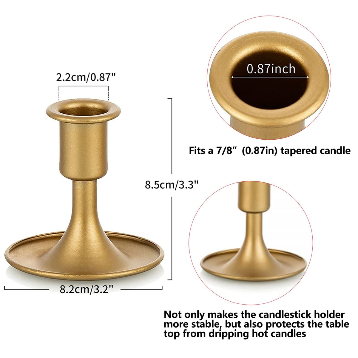 Candlestick Holders Taper Candle Holders, Gold Candle Stick Candle Holder for Table Centerpiece, Wedding Reception,  Set of 2